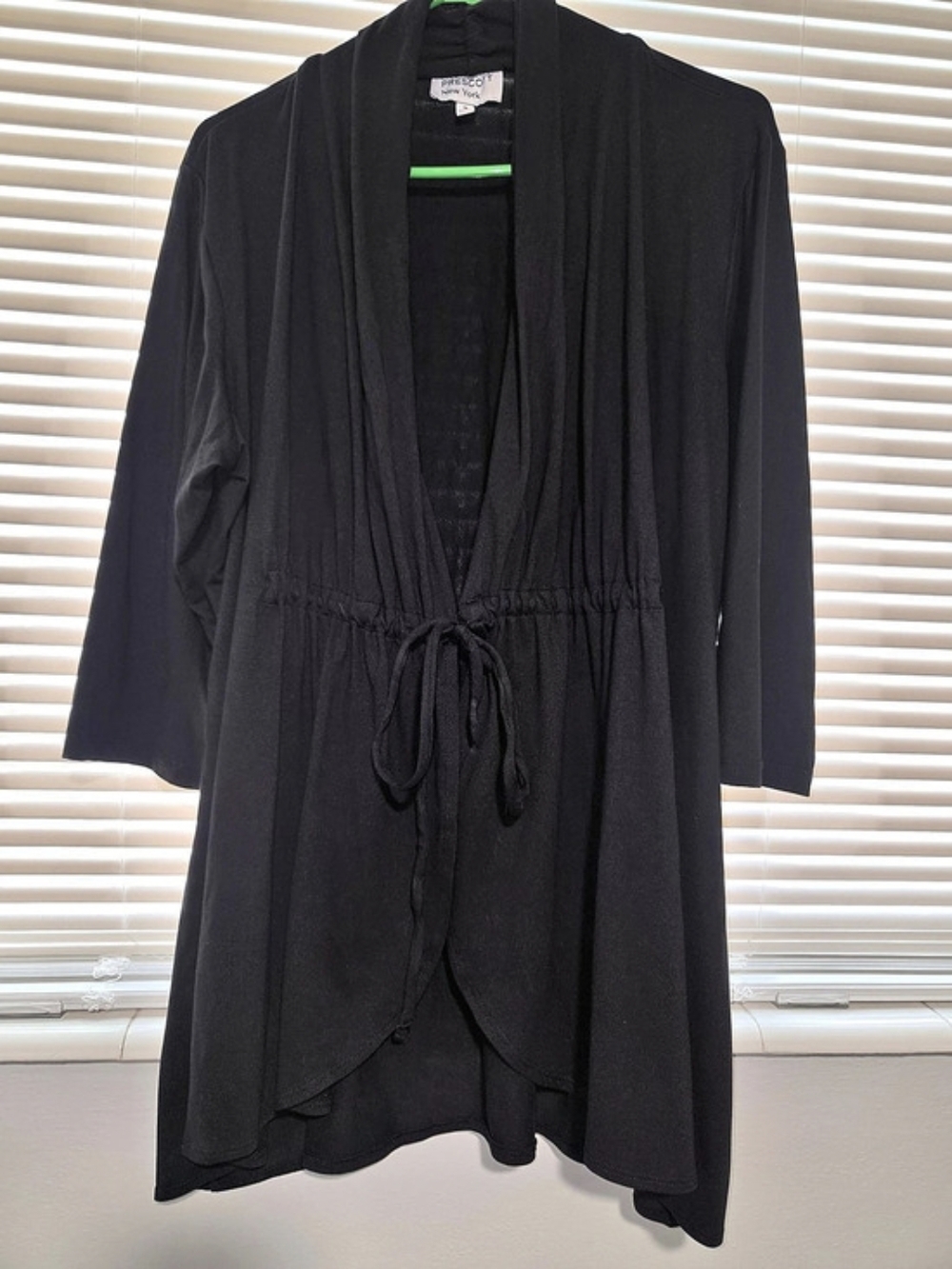 Prescott New York Black Drawstring Waist Duster 1X Like New